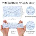 4 Pcs Wide Headbands for Women Non Slip Elastic Boho Head Wraps Stretchy Soft Cotton Cloth Hair Bands for Yoga Running Workout Sports Outdoor Exercise Stylish Floral Print Adjustable Hair Accessories