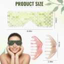 4 Pcs Jade Eye Mask and Hair Comb Set Scalp Massage Tool Cooling Mask Green Jade Stone Facial Massage Tool For Relax, Puffiness Supplies Esthetician Essentials At-Home Spa & Facial Care Gift Set