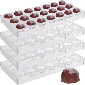 Yopay 84 Grids Polycarbonate Chocolate Mold Candy Making Molds, Diamond Shaped Tray for Mousse, Jelly, Pralines, Truffles, Sweets, Bonbons, Cookies, (4 Pack Transparent)