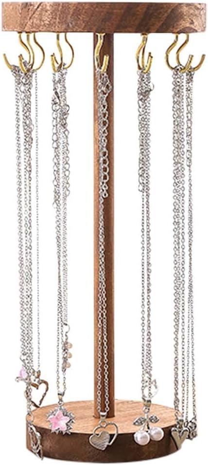 Jewelry Holder Stand, 10" Tall Necklace Organizer Rack, Wood Display Storage for Necklaces, Bracelets, Rings, Earrings, Aesthetic Room Dcor for Girls and Women