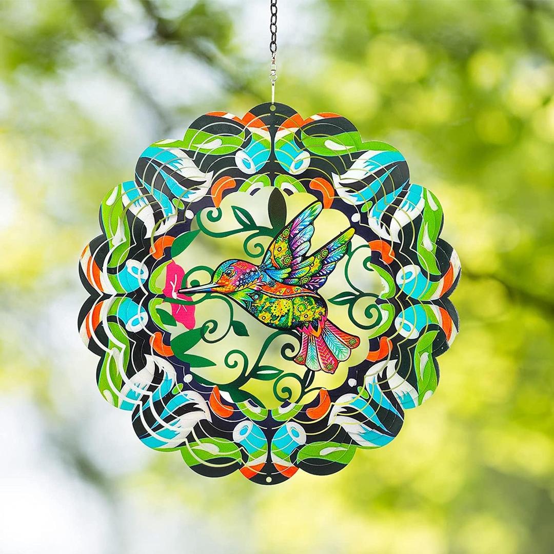 Hummingbird Metal Wind Spinners - Hummingbird Gifts for Women Mom Grandma Wife, Hanging Wind Spinner for Outdoor & Indoor Decorations, 12 Inch for Ornament
