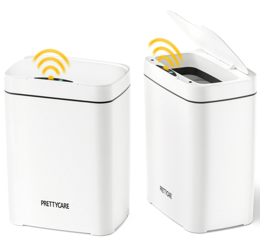  1 Pack 3.6 Gal Automatic Bathroom Trash Cans With Lid Touchless Small Bedroom Garbage Can White GC01