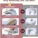 Momcozy Innovative Safety Guard Nursing Pillow - Firm & Springy Memory Foam - Stable, Ergonomic Support & Comfort - Wider Breastfeeding Cushion, Adjustable, Removable Cover, Baby Safety Certified