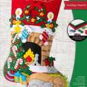 Bucilla Felt Applique 18" Stocking Making Kit, Holiday Hearth, Perfect for DIY Arts and Crafts, 89486E