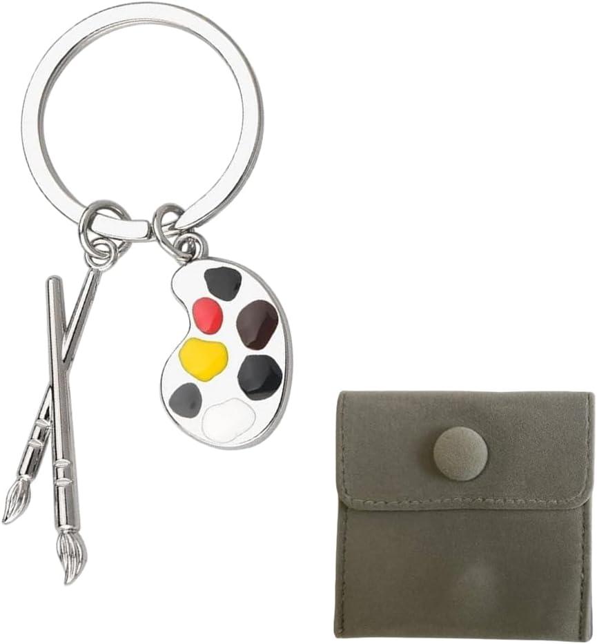 1 PCS Art Painter Palette Brush Keychain Key Ring Art Teacher Gifts from Student Gifts with Gift Bag