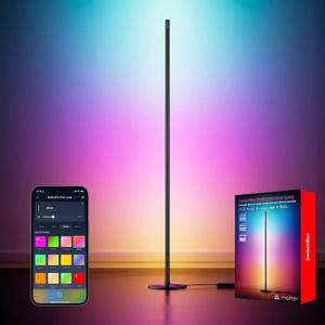 SwitchBot Floor Lamp with Matter, RGB, Warm Cool White, Corner Floor Lamp Compatible with Apple Home, Alexa, Google Home, 1200lm, Music Sync, Scene Modes, 16 Million Colors for Living Room Bedroom