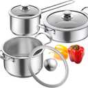 Aufranc Stainless Steel Pots And Pans Set, 6 Piece Nonstick Kitchen Induction Cookware Set, Works With Induction/Electric And Gas Cooktops, Nonstick, Dishwasher