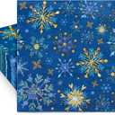 Whaline 80 Pack Winter Snowflake Paper Napkins Christmas Disposable Napkins Blue Gold Xmas Luncheon Dinner Napkins for Party Supplies Table Decor, 6.5 x 6.5 Inch