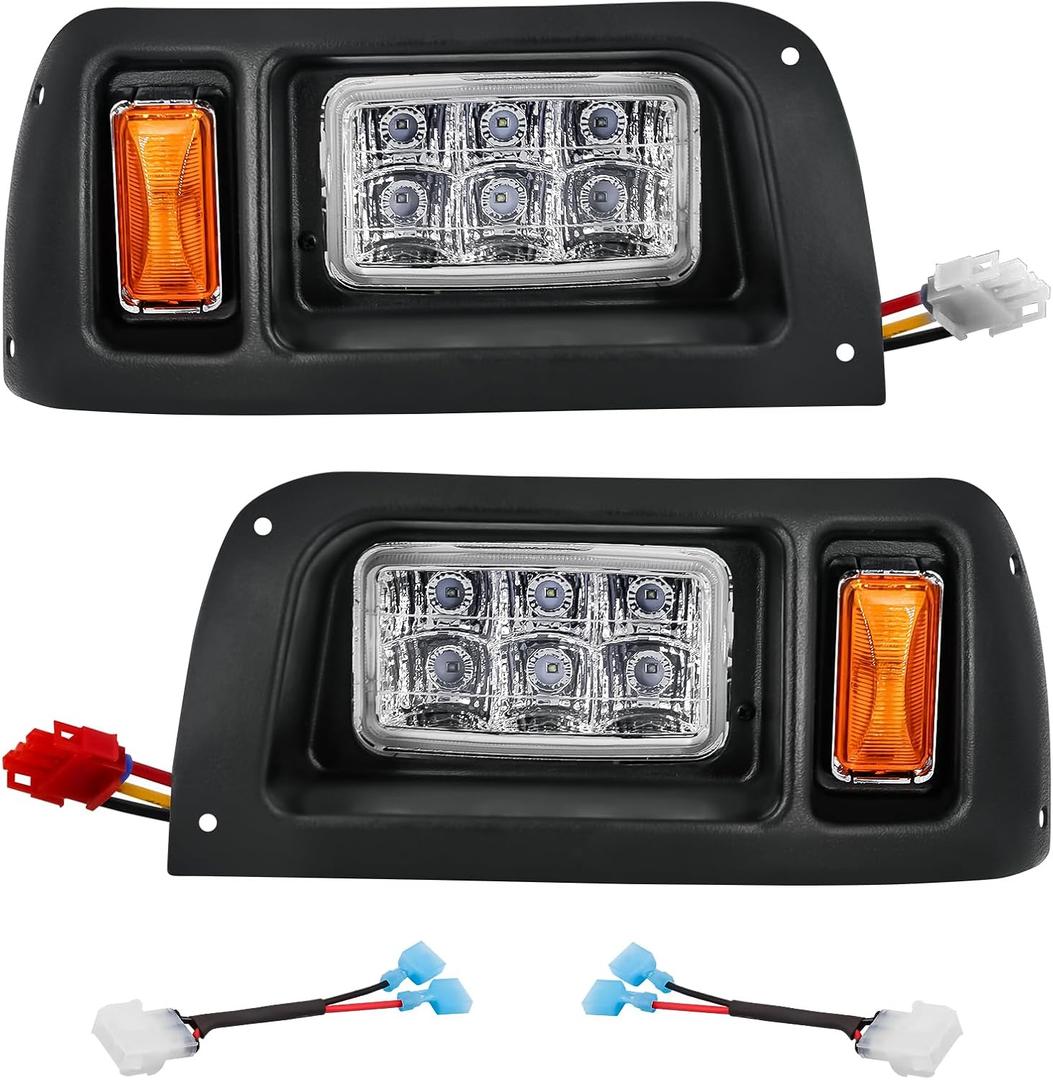 Drive-up Club Car DS Headlights Kit, Golf Cart LED Head Light with Adapter Wire for Club Car DS 1993-up 12 Volt Modified Golf Carts, OEM 101988002 101988001