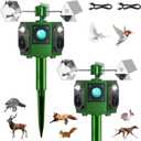 2 Pcs New Solar Ultrasonic Bird Repellent Outdoor with Flashing Lights,360 Reflective Pigeon Woodpecker Deterrent for House,Waterproof Goose Bird Deterrents,Birds Repeller Animal Repellent for Garden