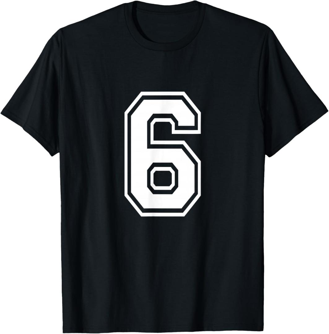 Number 6 Varsity Sports Team Jersey 6th Birthday 6 Years T-Shirt (Small)