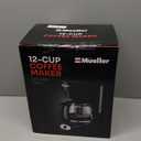 Mueller 12-Cup Drip Coffee Maker - Borosilicate Carafe, Auto-Off, Reusable Filter, Anti-Drip, Keep-Warm Function, Clear Water Level Window Coffee Machine, Kitchen Essentials & Accessories (Black)