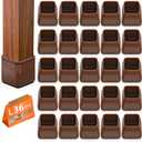 BAIPOK 36Pcs Chair Leg Floor Protectors, Square Silicone Chair Leg Protectors for Hardwood Floors, Felt Furniture Pads Chair Sliders, Chair Leg Covers, Reduce Noise & No Scratch, Brown, Square L (1.25'' -1.60''), Brown
