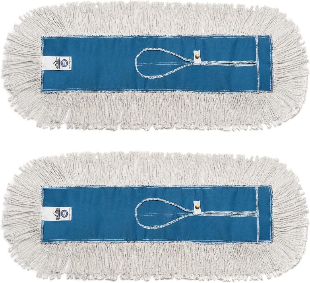 Nine Forty Industrial-Grade 18x5 Cotton Dust Mop Head Refills, Perfect Replacement for Busy Home, Gym, Industrial and Commercial Spaces, Heavy-Duty Mop for Janitorial & Housekeeping Needs - 2 Pack