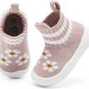 Engtoy Baby Shoes & Socks - Non-Slip Breathable Slippers with Soft Rubber Sole - Baby Boys & Girls Slip On Sneakers (0-9 Months Infant, Pink Flower)