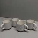 GBHOME 12OZ Stackable Coffee Mugs, Ceramic Coffee Mugs with Texture Patterns for Man,Woman,Dad,Mom, Modern Coffee Mugs Set of 4 for Latte/Cappuccino/Cocoa. Dishwasher&Microwave Safe, Off White