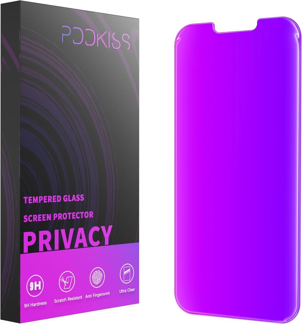 PAPIKISS Compatible for iPhone 13/iPhone 14/iPhone 13 Pro Privacy Screen Protector 6.1 inch Display, Gradient Colorful Anti Spy Blue Light HD Tempered Glass Easy Installation