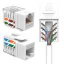 SATMAXIMUM Keystone Jack Cat5e Ethernet Wall Jack 45-Degree UTP Punch Down RJ45 Slim Profile Speed Termination White – Pack of 5/10/20/30/50 - Easier Termination Than 90-Degree (10)