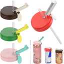 4 Pack Soda Can Lids with Straw, 4 Color Can Covers for Soda with Reusable BPA-Free, Can Lid Built w/ 3 Sizes Fits for S/M/L Sizes, Can Lids Soda w/Straw Brush Cans for Seltzer, Beer, Juice, Seltzer