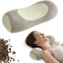 Organic Buckwheat Cervical Neck Pillow  Adjustable Neck Roll for Sleeping, Ergonomic Neck Support Bolster for Side & Back Sleepers, Pillow for Neck Pain Relief and Spine Alignment