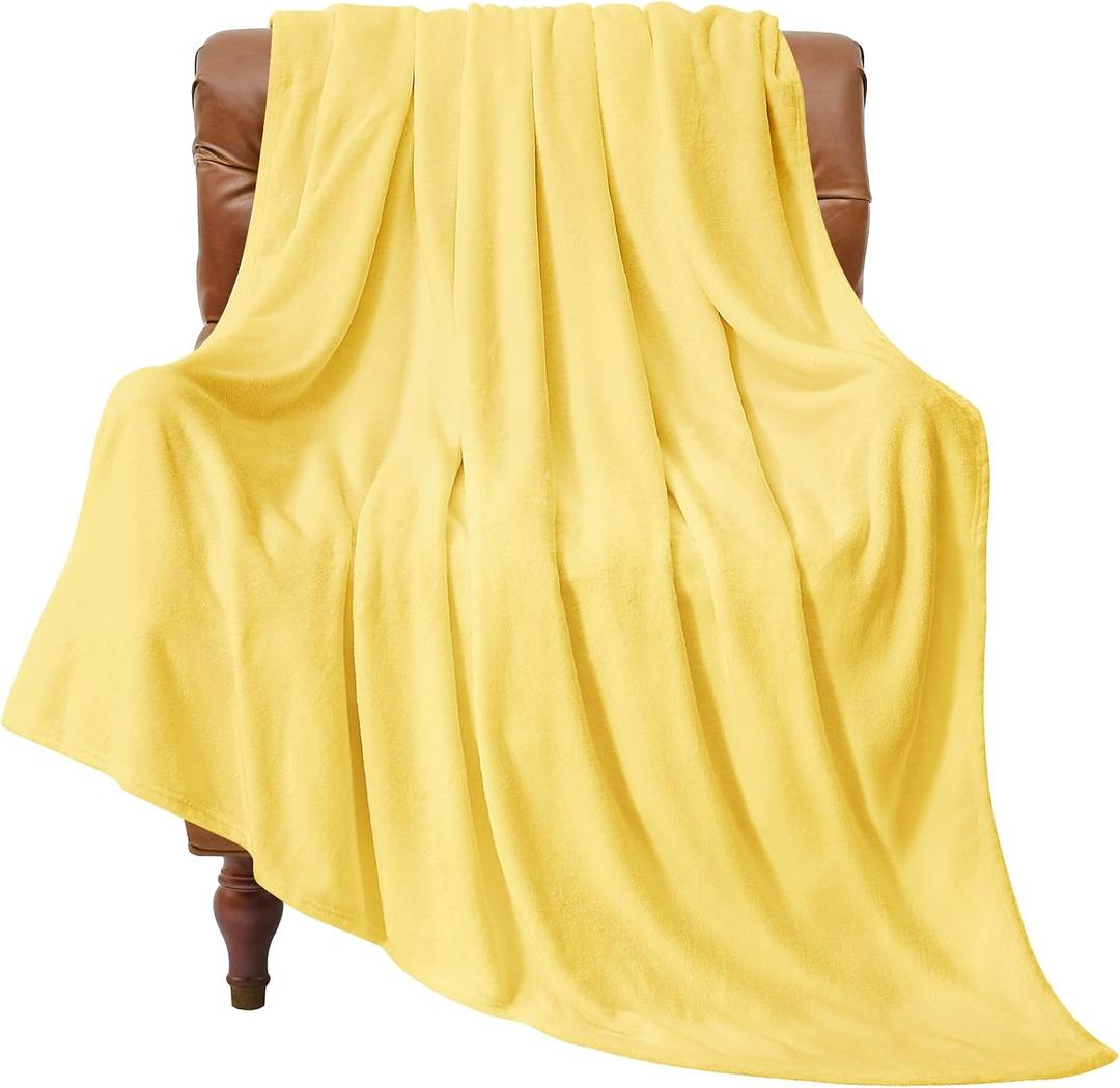 BEDELITE Fleece Blanket Light Yellow Throw Blankets for Couch & Bed, Luxury Plush Cozy Fuzzy Blanket 50x60 inches, Super Soft Warm Lightweight Throw Blanket for Travel Camping