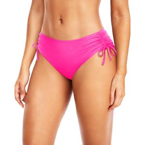 Daci Women Mid Waist Bikini Bottoms - Full Coverage Swim Bathing Suit Bottom Side Tied Swimsuit Bottoms (Large, Pink)