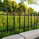Decorative Metal Garden Fence 18"H x 22"W, 7.3FT Heavy Duty Rustproof Garden Border Fence with Arched Top, Outdoor Animal Barrier to Protect Plants & Keep Dogs Out, Flower Bed & Yard Fence, 4 Panels