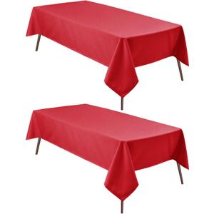 Hiasan 2 Pieces Red Tablecloth Rectangle - Wateproof and Spillproof Kitchen Christmas Washable Polyester Table Cloth for Dining Room, 60 x 120 Inch
