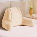 Reading Pillows for Sitting in Bed Adult, Back Pillow for Bed Sitting Up, Backrest Pillows with Shredded Foam for Adult&Teens, Support Pillow with Arms for Beds, Couch, Floor, 18in, Beige