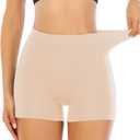 Werena Seamless Shaping Boyshorts Panties for Women Slip Shorts Under Dress Shapewear Shorts Tummy Control Underwear (White, M)