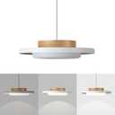 Mid Century Modern Pendant Lighting,15.7 inch,Real Wood Cap, 3000K/Warm White/22W,Dimmable LED Pendant Light Fixtures, for Kitchen, Dining Room, Living Room