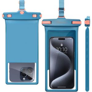 wellhouse Waterproof Phone Pouch, Waterproof Phone Case for iPhone 16 15 14 13 12 Pro Max XS Samsung, IPX8 3D Cellphone Dry Bag Beach Essentials (1 Pack - Blue8.0, 8 inch)
