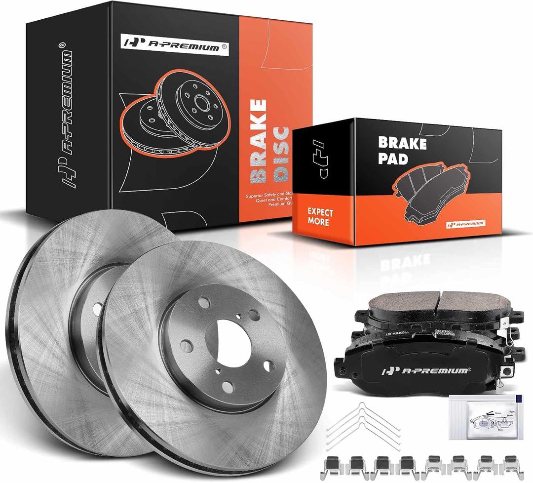 A-Premium 11.65 inch (296mm) Front Vented Disc Brake Rotors + Ceramic Pads Kit Compatible with Select Lexus Models - GS300 1993-2005, GS400 1998-2000, GS430 2001-2005, IS300 2001-2005, SC430 2002-2010
