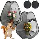 2PCS Pop Up Plant Protector with Bottom from Animals, Large Mesh Plant Protection Enclosure Tent Insect Barrier Garden Netting Cover Black Crop Cage for Potted Plants Flowers Fruits, 28X28X32Inch