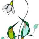 Hummingbird with Flower Stained Glass Suncatcher Bird Stained Glass Window Hangings Hummingbird Gift for Women Home Decor