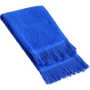 Fringed Reversible Fingertip Hand Towel (Size 11" W x 18" L) Terry Cotton Washcloth Set for Face and Bathroom use. (Royal, 3)