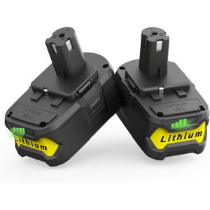 Powilling 2Packs 6.5Ah Battery Replacement for Ryobi 18V Battery, 18 Volt Lithium ion Batteries Compatible with Ryobi 18V Cordless Tools P108 P107 P105 P104 P103 P102