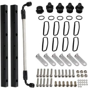 YESHMA Billet Fuel Rail Kit Compatible With LS LS2 LS3 LS6 Stock Intake Manifold 6AN+Hardware