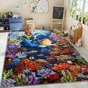 Amearea Soft 8x10 Kids Area Rug for Bedroom Playroom Classroom, Colorful Sea World Washable Non-Slip 8 x 10 Area Rug, Fish Coral Reef Ocean Theme Play Mat Carpet for Boy Girl Room Nursery Decor, Blue