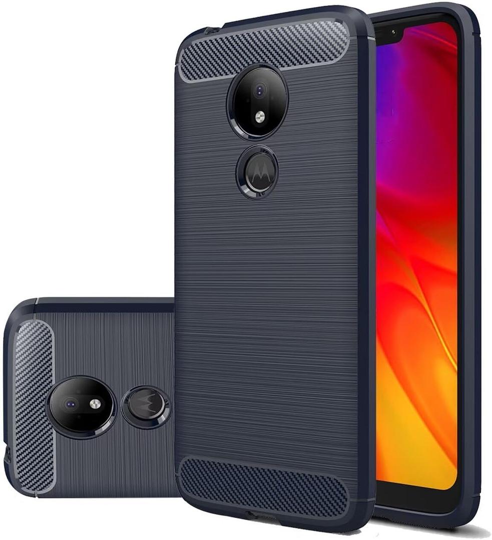 Case for Moto G7 Power/Moto G7 Supra/Moto G7 Optimo Maxx XT1955 Case, Slim Thin Carbon Fiber Phone Case TPU Back Cases Anti-Scratch Shockproof Protective Cover for Motorola Moto G7 Power Blue