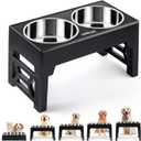 EliteField Elevated Dog Bowls,  Two 58 oz Stainless Steel Food Bowls, 5 Adjustable Raised Heights (4", 9.5", 10.5", 11.5", 12.75") Suitable for Dogs of All Ages, Small to Large Sizes (Black)