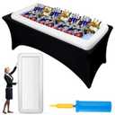 Halloscume Large Inflatable Serving Bar 72 x 30 x 5'' Inflatable Ice Serving Buffet Bar Inflatable Cooler Ice Buffet Salad Serving Trays with Drain Plug for Pool Outdoor Party Picnic(White, 1 Pack)