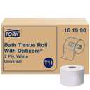 Tork OptiCore Mid-size Toilet Paper Roll White T11, Universal, 2-ply, 36 x 865 sheets, 161990