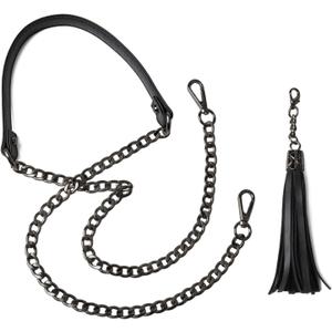 BEAULEGAN Purse Chain Strap Replacement for Shoulder and Crossbody Bag, Lightweight, 51 Inch Long 0.8 Inch Wide (Black/Gunmetal)