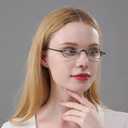DXYXYO Semi Rimless 2.0 Reading Glasses for Women Mens Half Frame Metal Small Spring Hinge Readers Half Moon Lens Eyestrain Eyeglasses