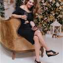 Women Wedge Sandals Sparkly Rhinestone Open Toe Fashion Dressy Sandals Evening Wedding Prom Shoes (Black, S)