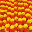 TWITTOOLS 4 Pcs Long Marigold Garland for Decoration, 5 Feet Artificial Yellow Red Marigold Flowers Indian Pooja Diwali Home Wedding Mantle Decor