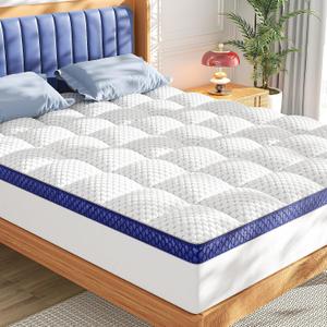 BEDELITE Twin Mattress Topper Viscose Derived from Bamboo, Ultra Soft Pillow Top Mattress Pad Bed Cover with Elastic Deep Pockets for Pressure Relief, Shredded Memory Foam Filling