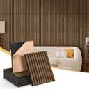 Acoustic Wall Panels 12 Pack, Covers 16 Sq Ft - 16"x12"x0.4" Self-Adhesive Walnut Soundproof Panels for Home Office & Recording Studio