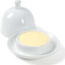 Ceramic Small Butter Dish with Lid, 17 OZ Mini Butter Container, 2-Way Freshness, Pure White